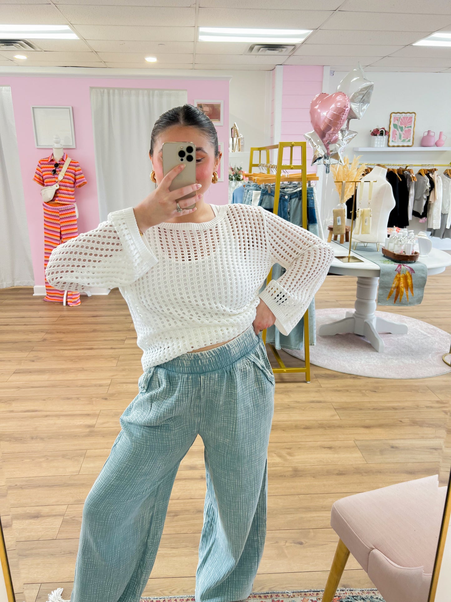 Breezy Gauze Pants- Blue Grey