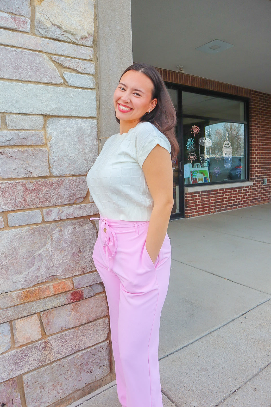 pink moment trousers