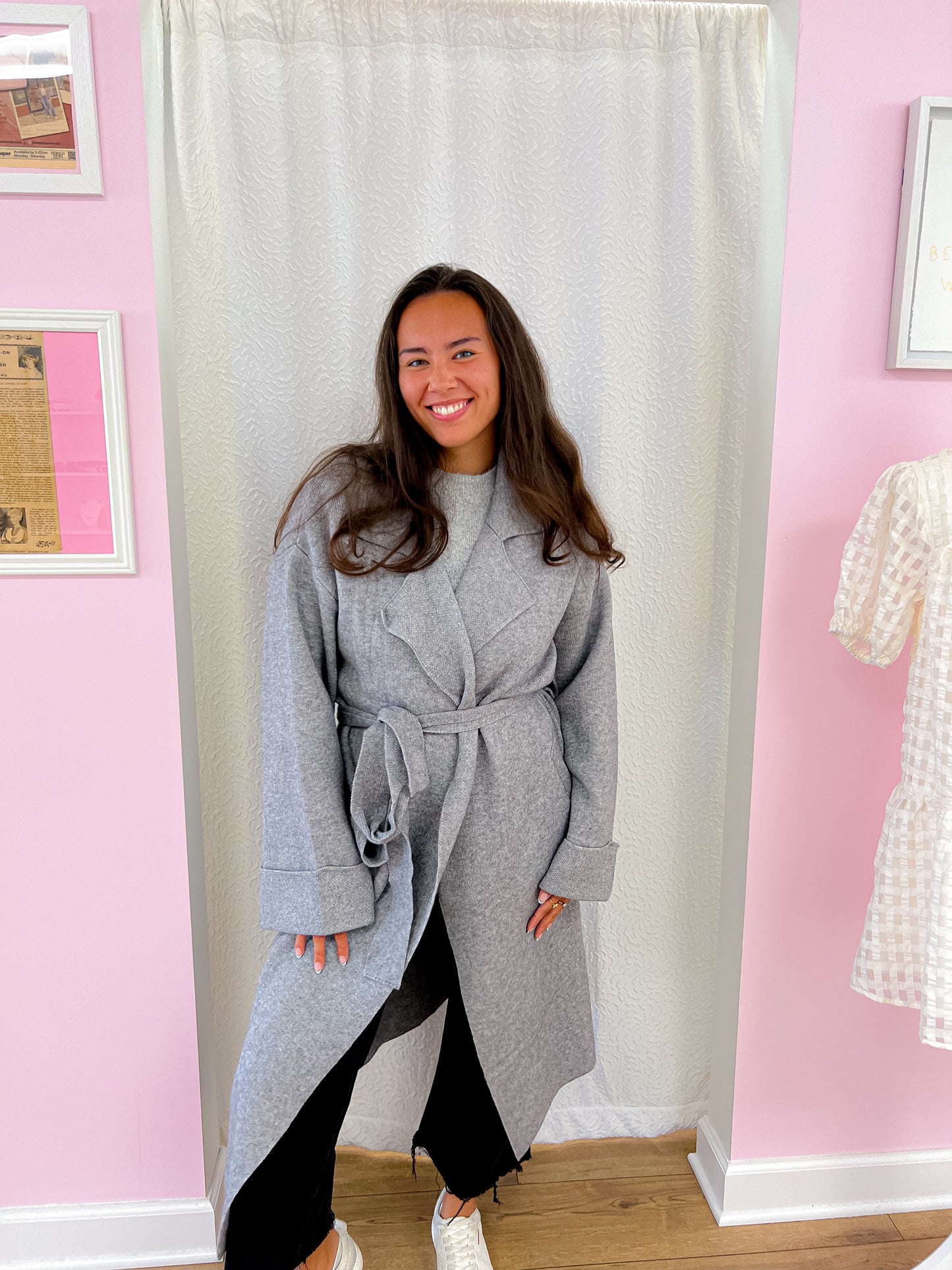 Belted Cardigan Coat- Grey