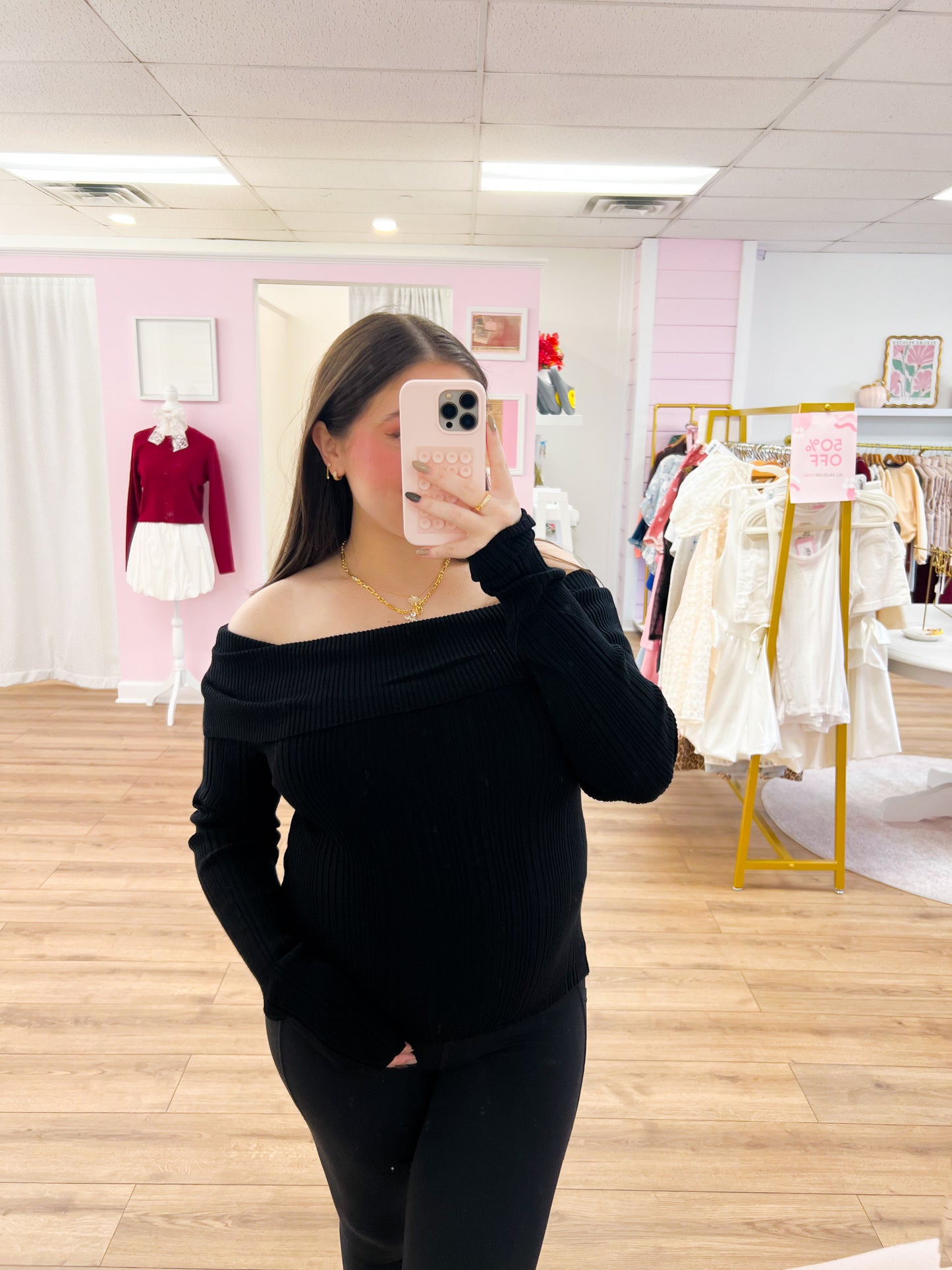 Off the Shoulder Knit Top