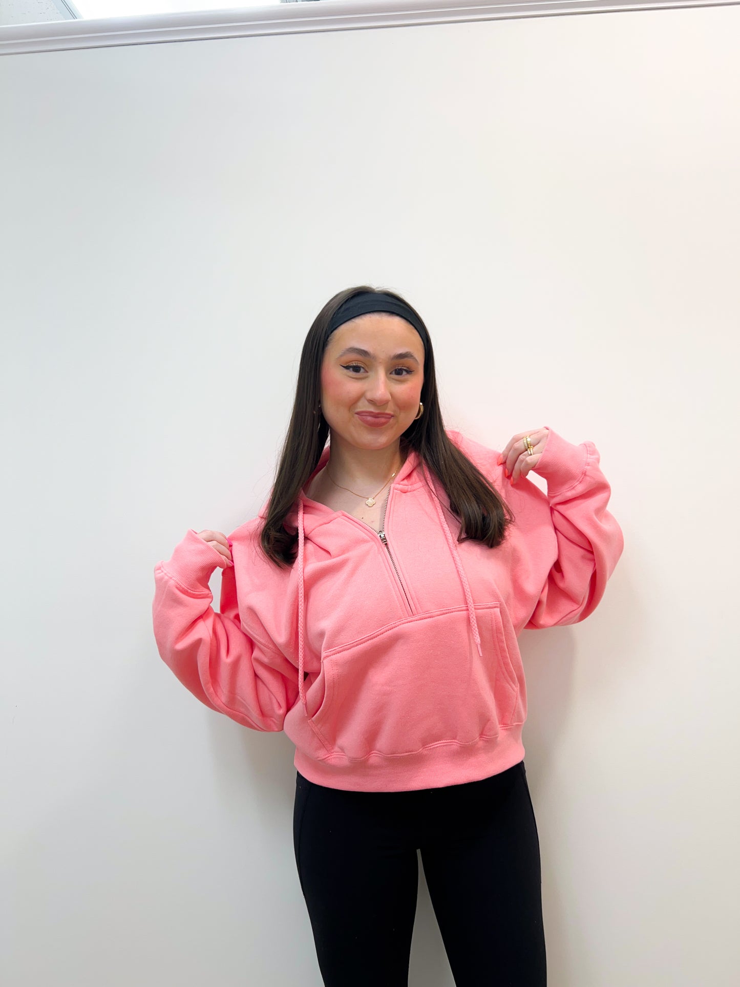 spring fever half zip - coral