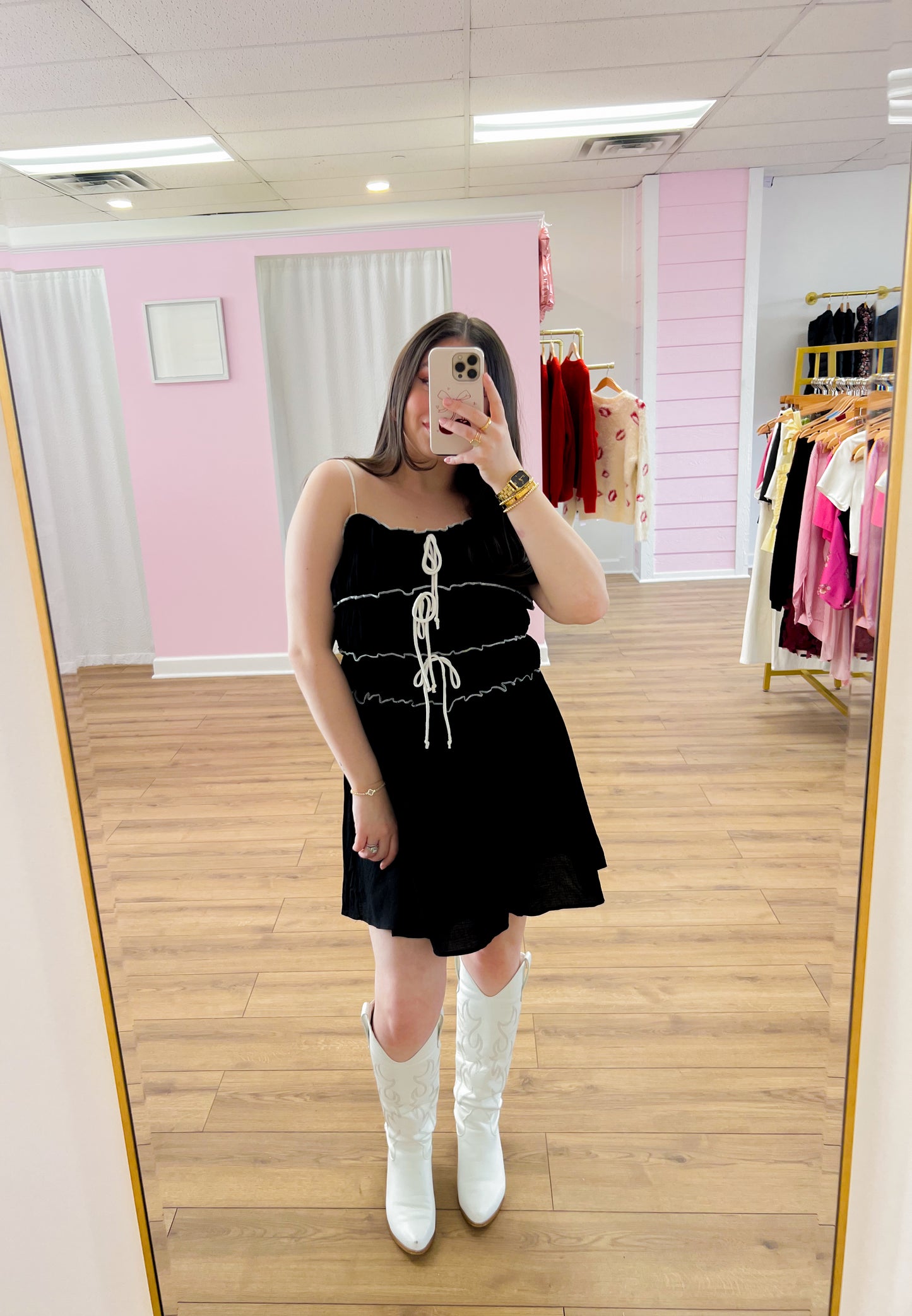 front tie mini dress