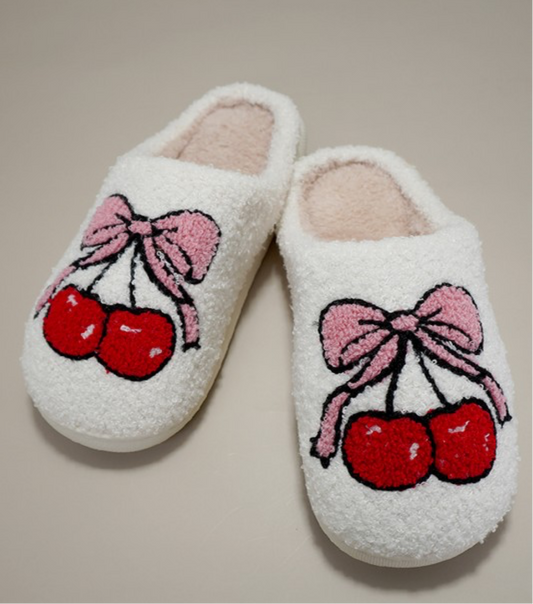 Bow Cherry Slippers