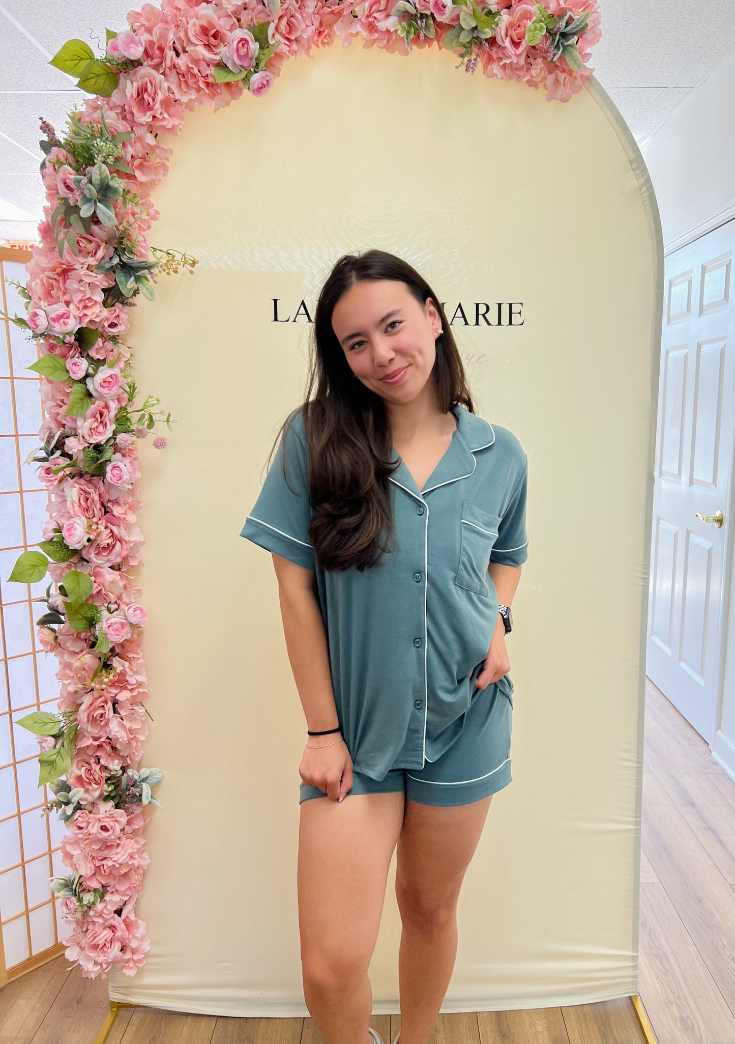 short sleeve pajama set- jade
