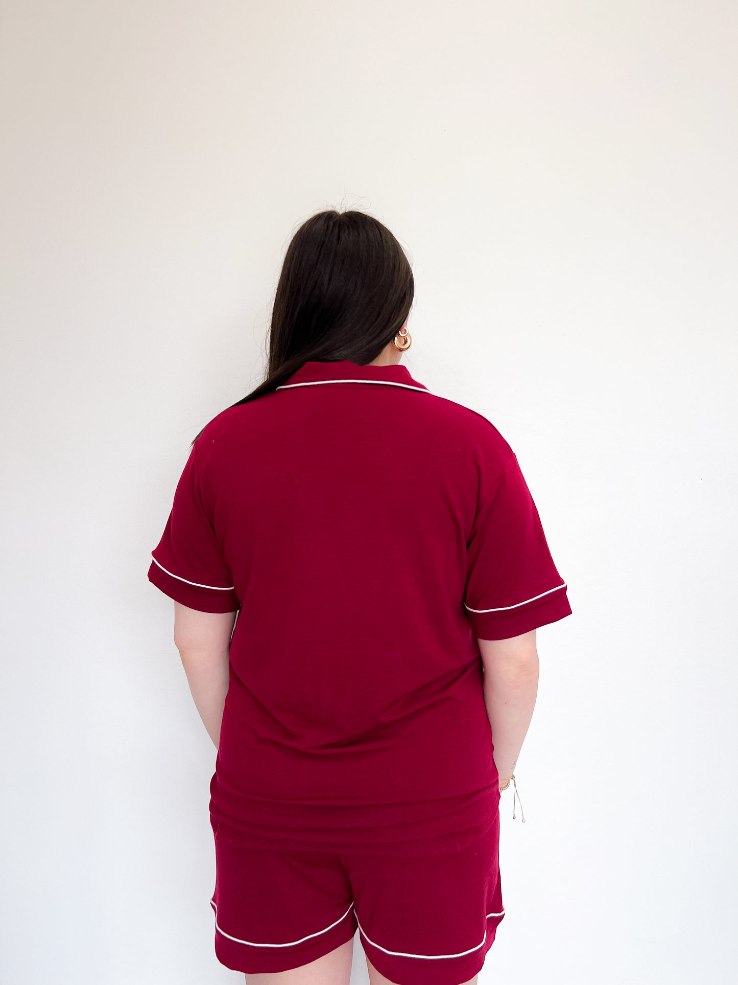 Short Sleeve Pajama Set- Wine