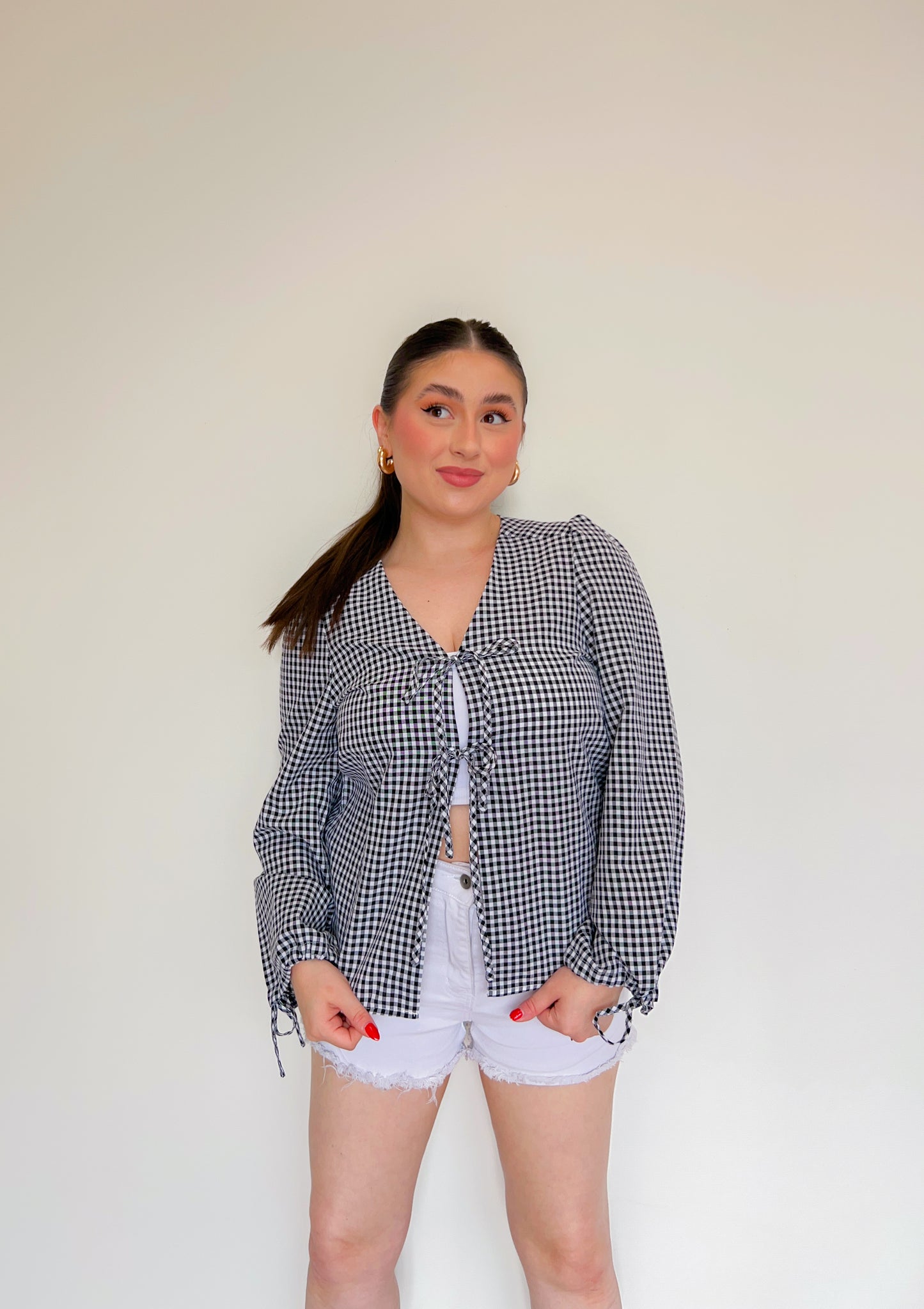 gingham tie top