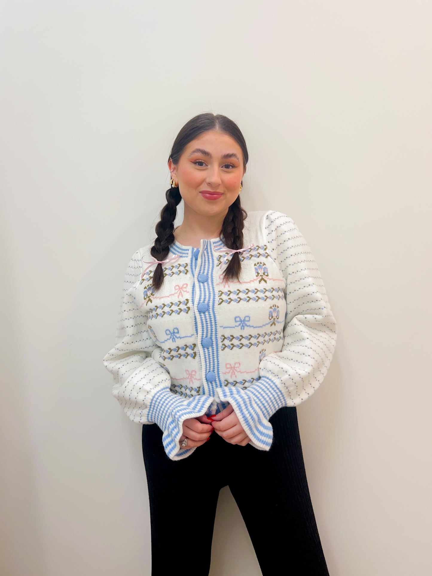 bows on bows cardigan