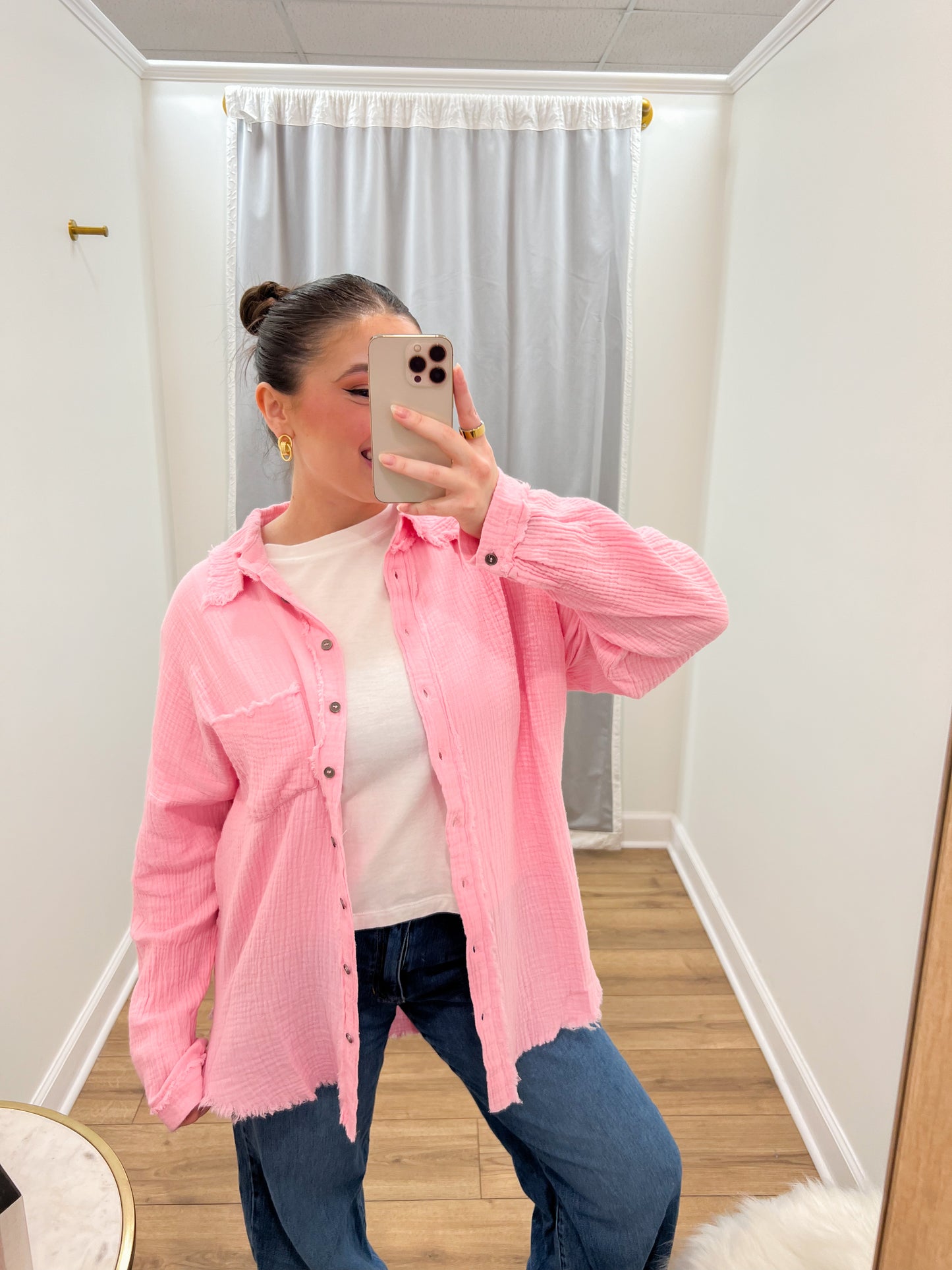 Lets Lounge Button Up - Pink