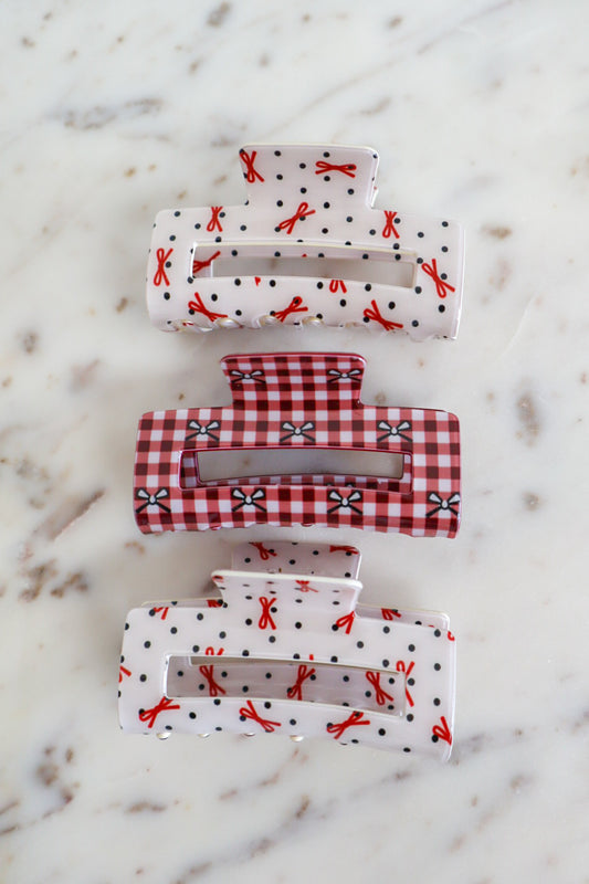 Polka Dot Bow Claw Clip