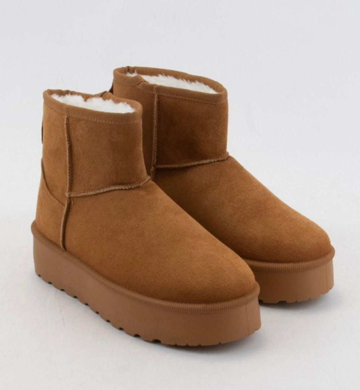 mini platform boots - tan
