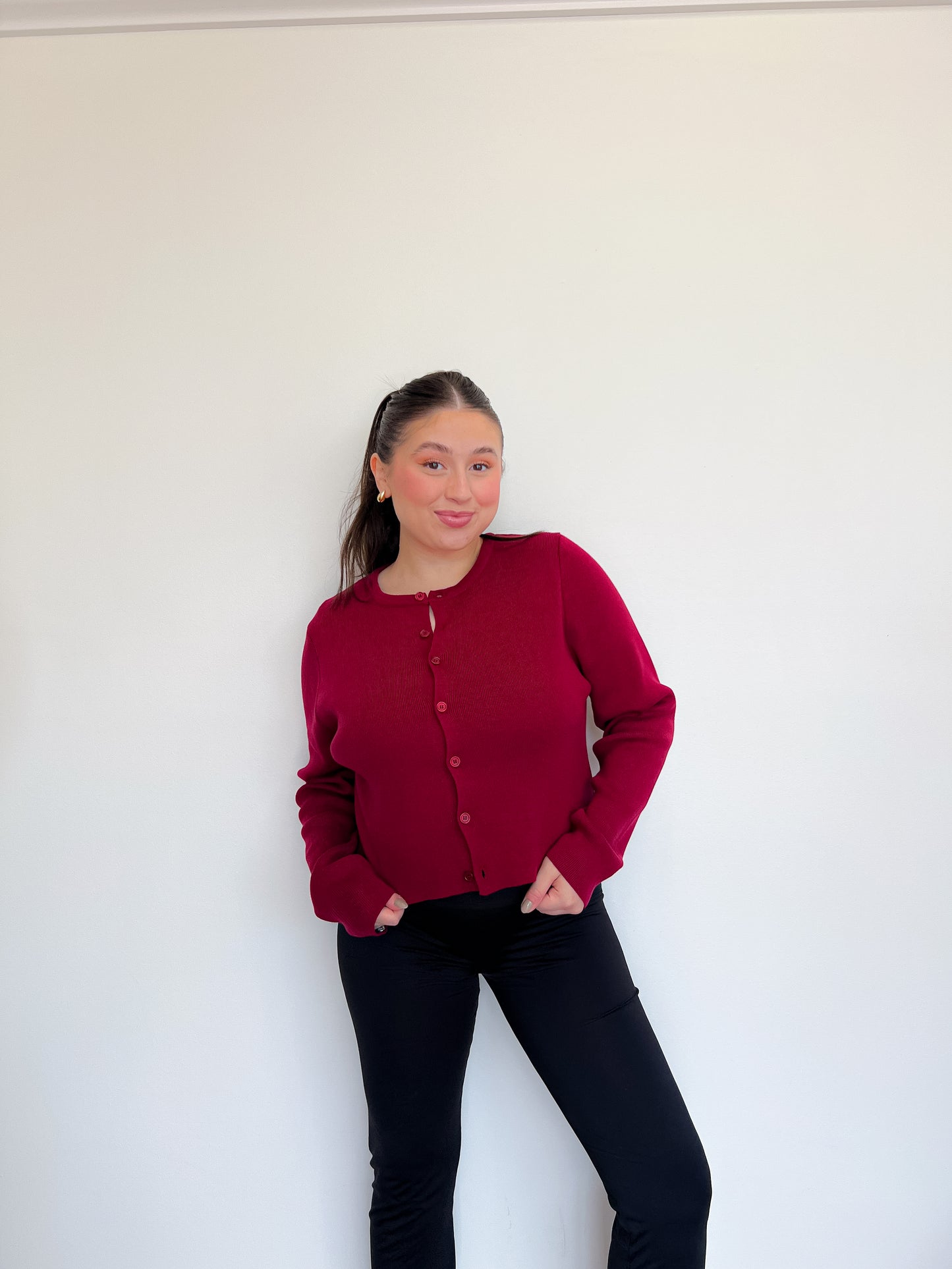 Staple Cardigan- Burgundy