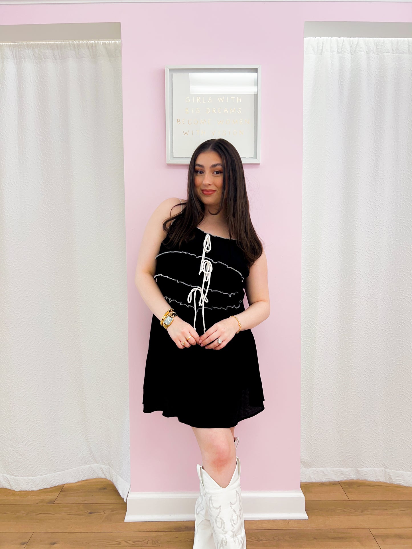 front tie mini dress