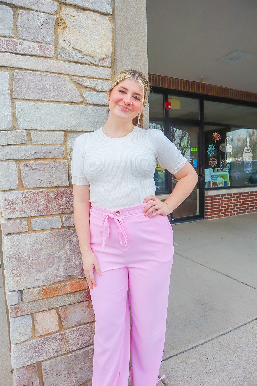 pink moment trousers