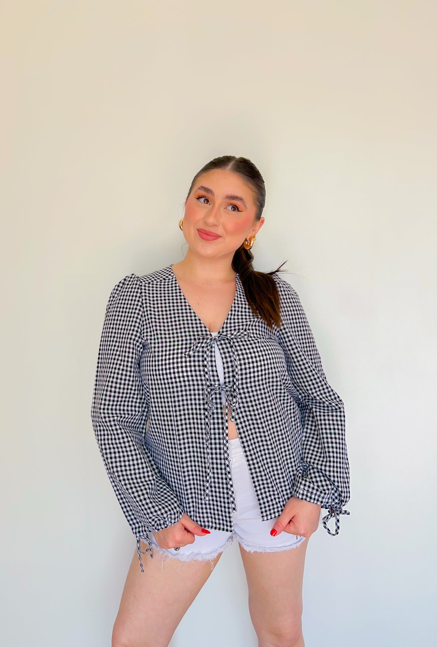 gingham tie top