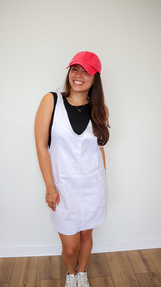 Overalls Dress - White