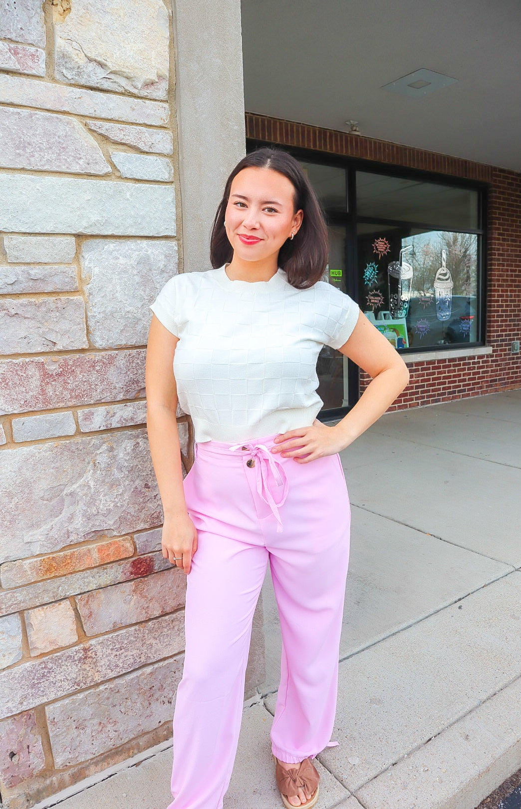 pink moment trousers