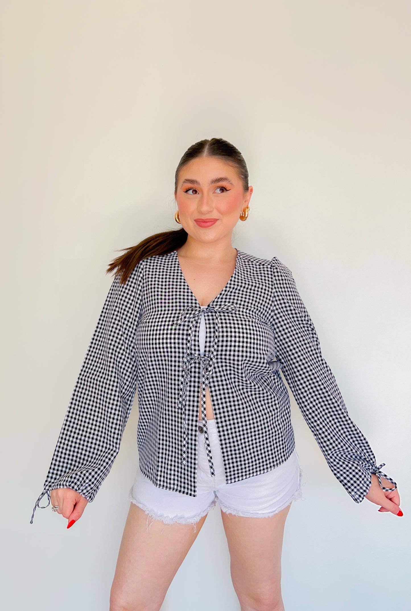 gingham tie top