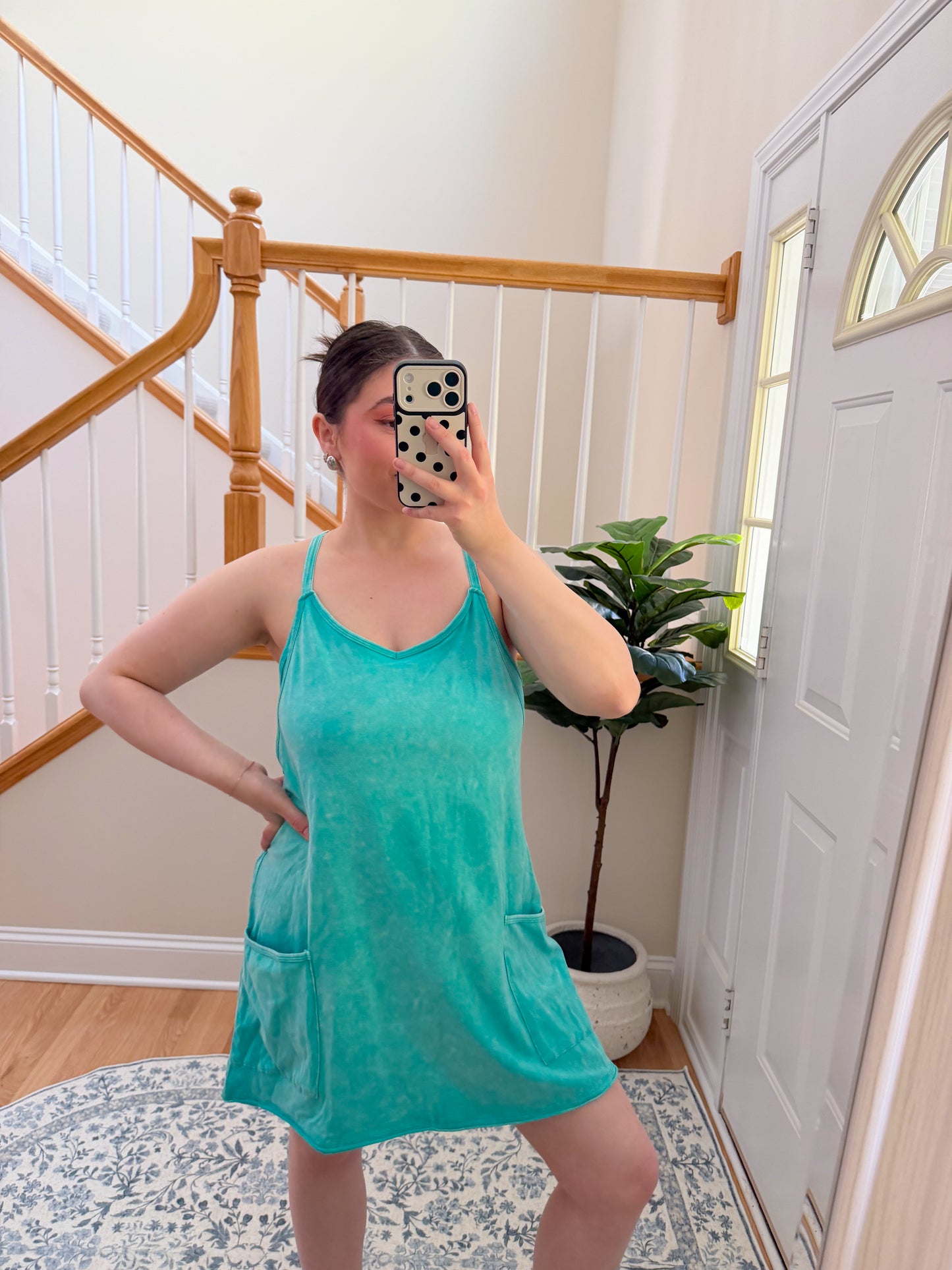 Comfort Summer Romper Dress - Aqua