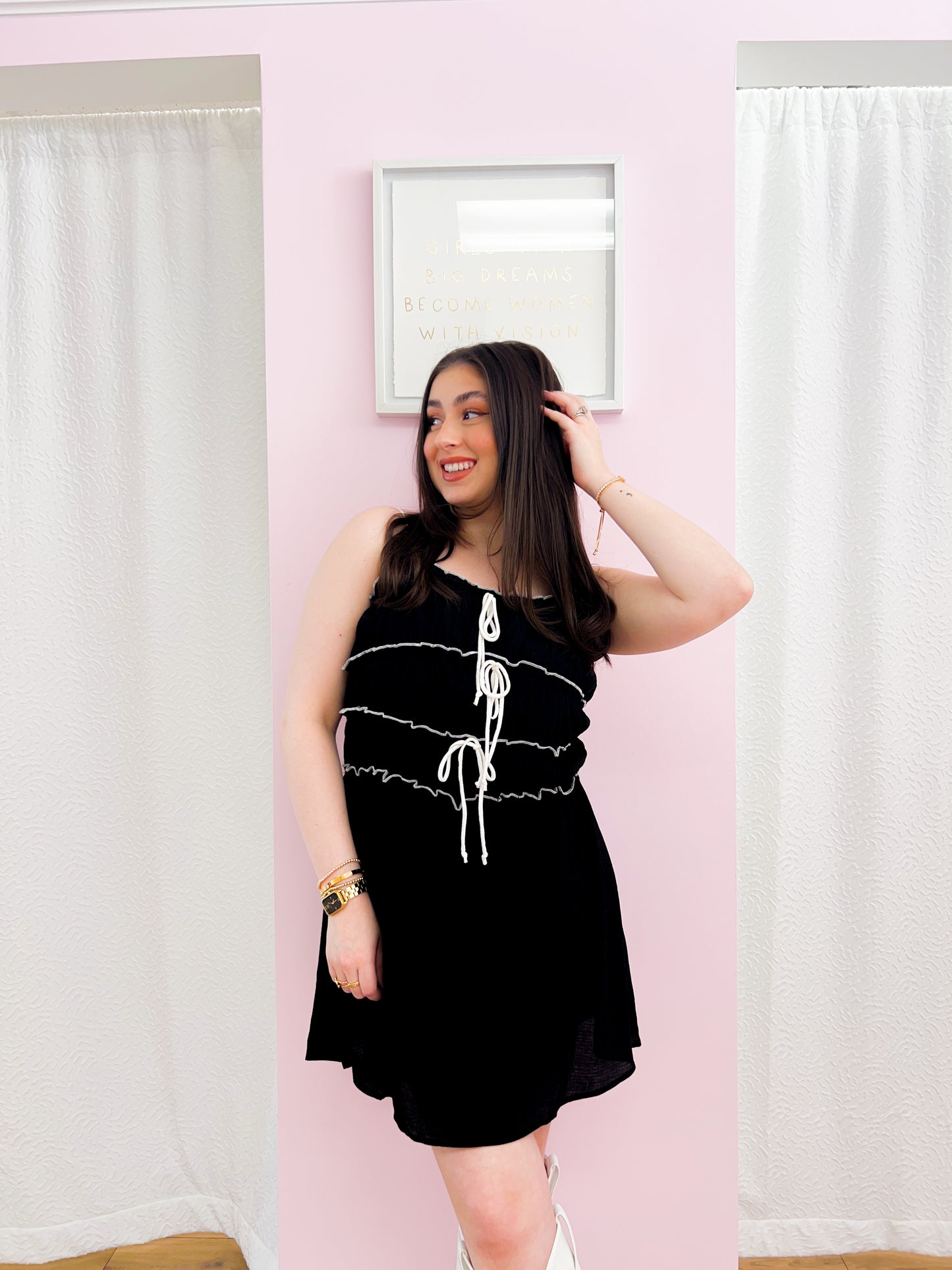 front tie mini dress