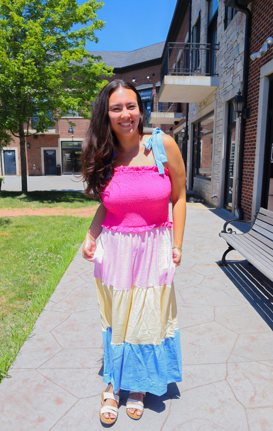 colorful colorblock maxi dress