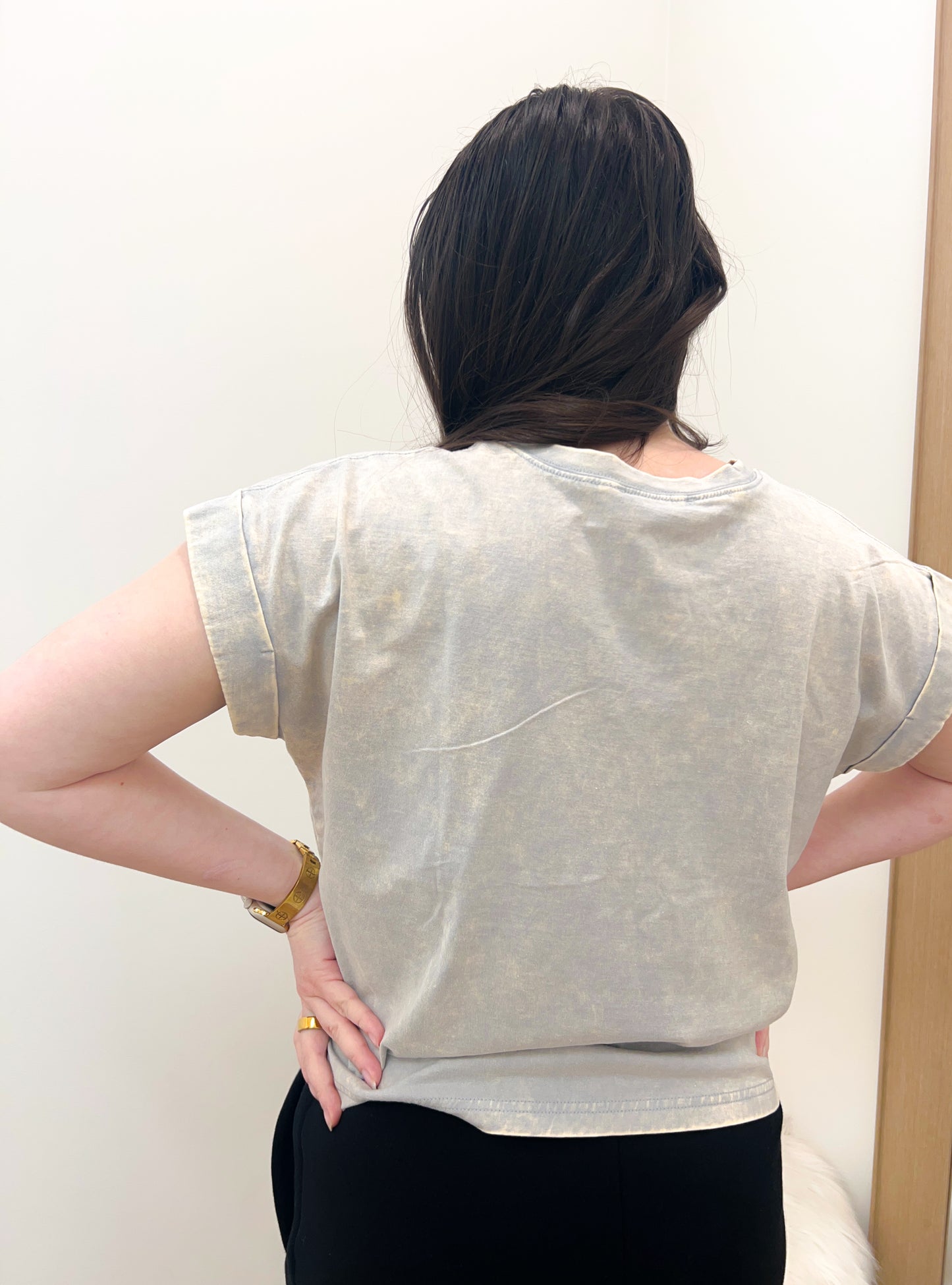 Relaxed Cuffed Tee- Grey