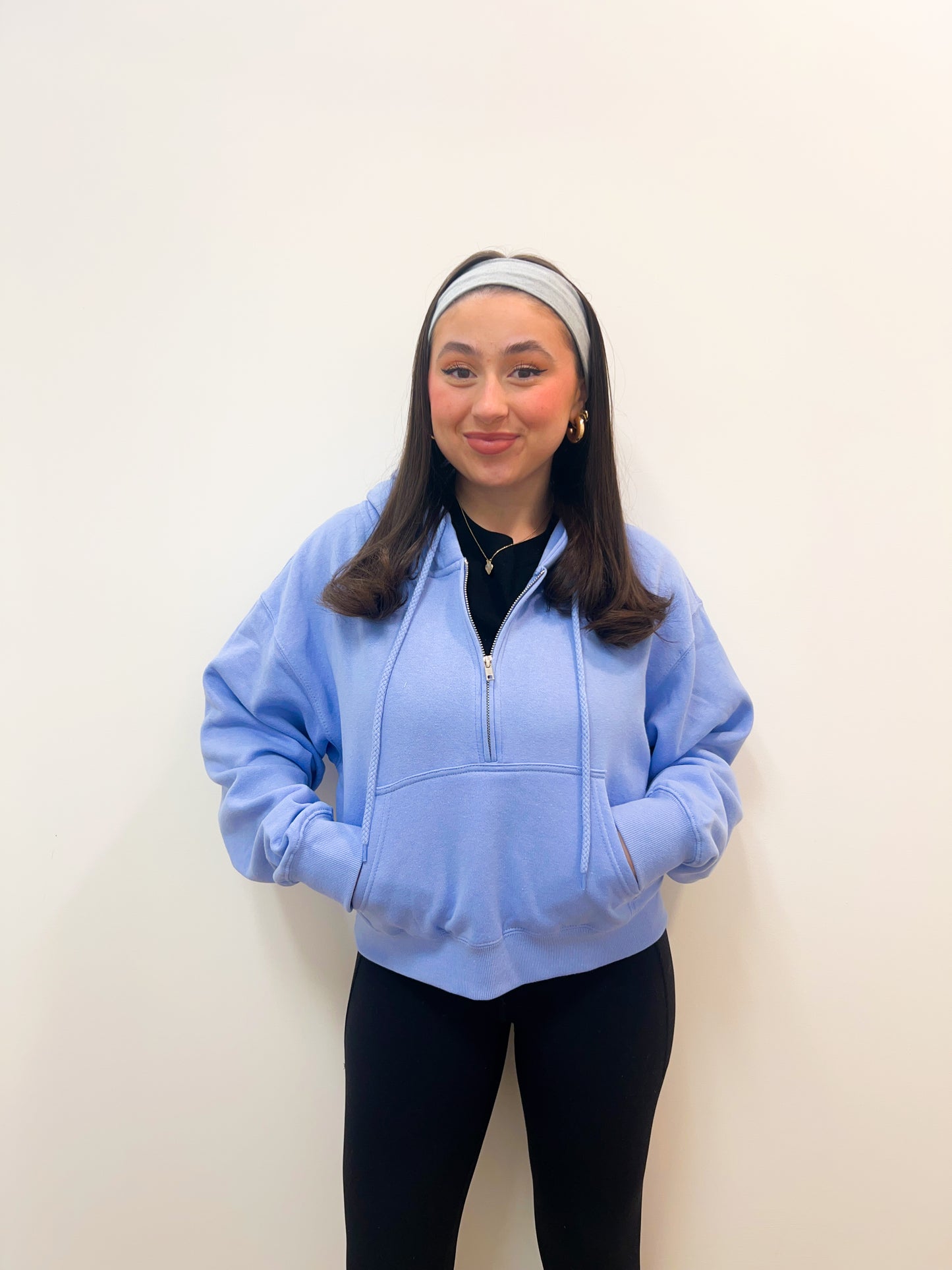 spring fever half zip - sky blue