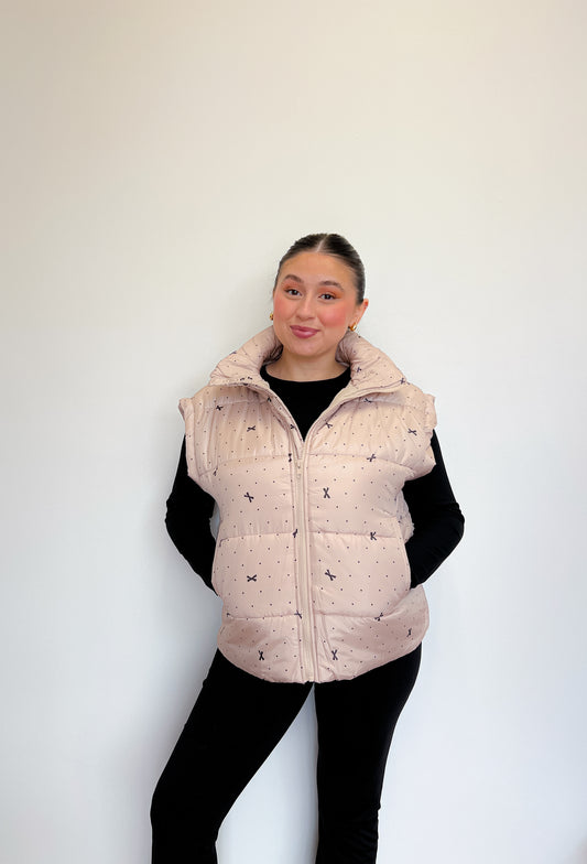 Coquette Polka Dot Vest- Beige