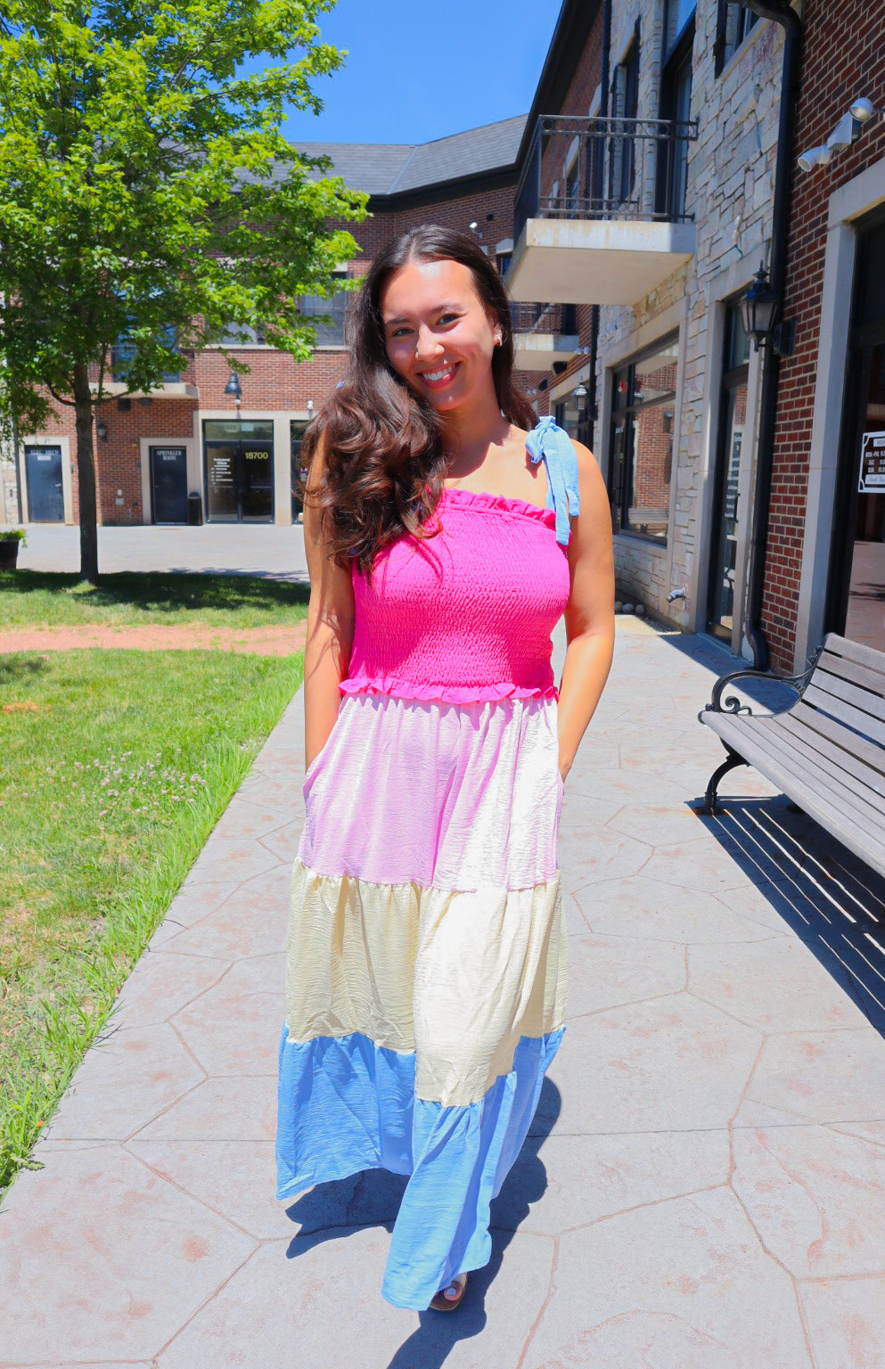 colorful colorblock maxi dress