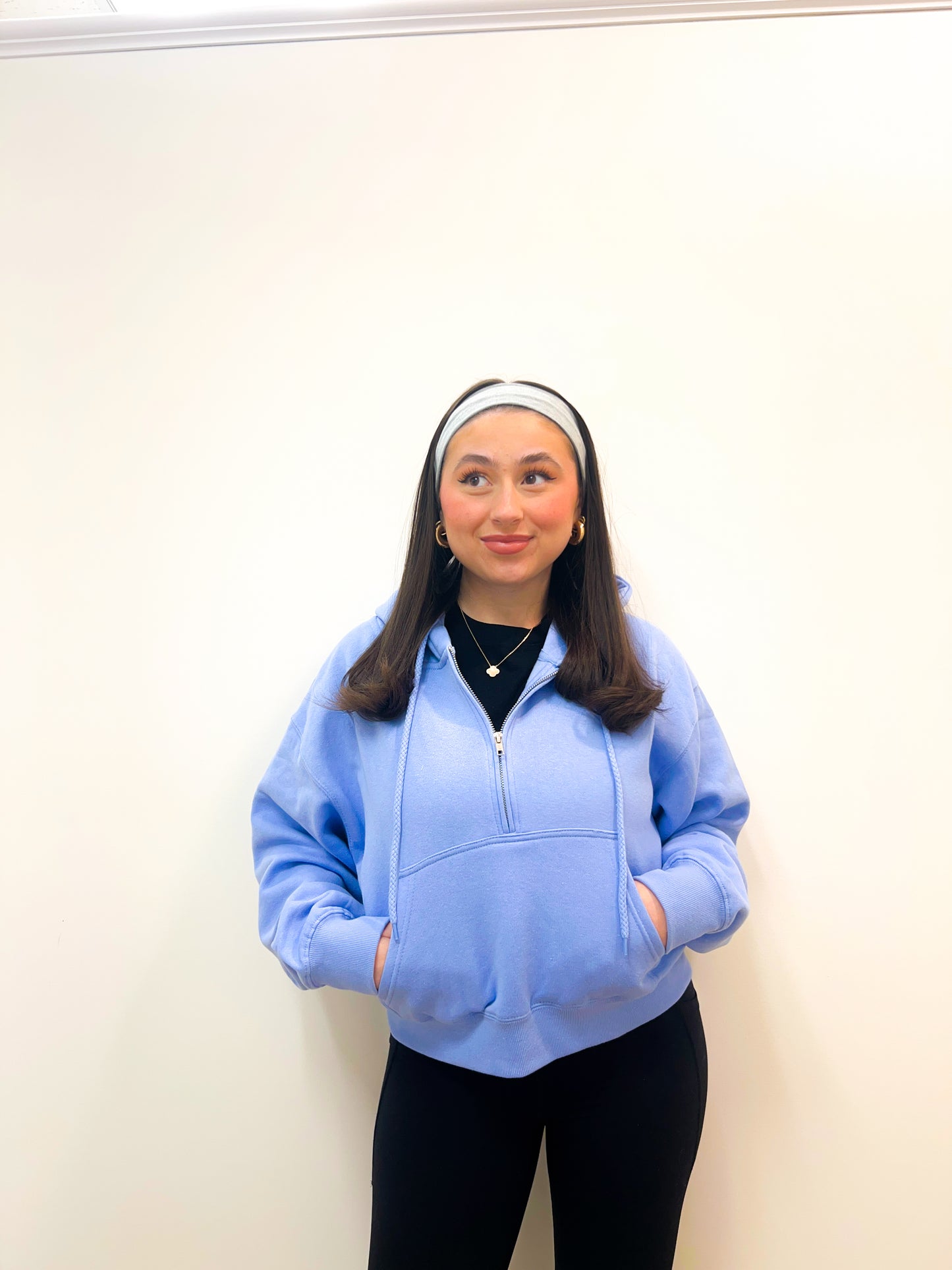 spring fever half zip - sky blue