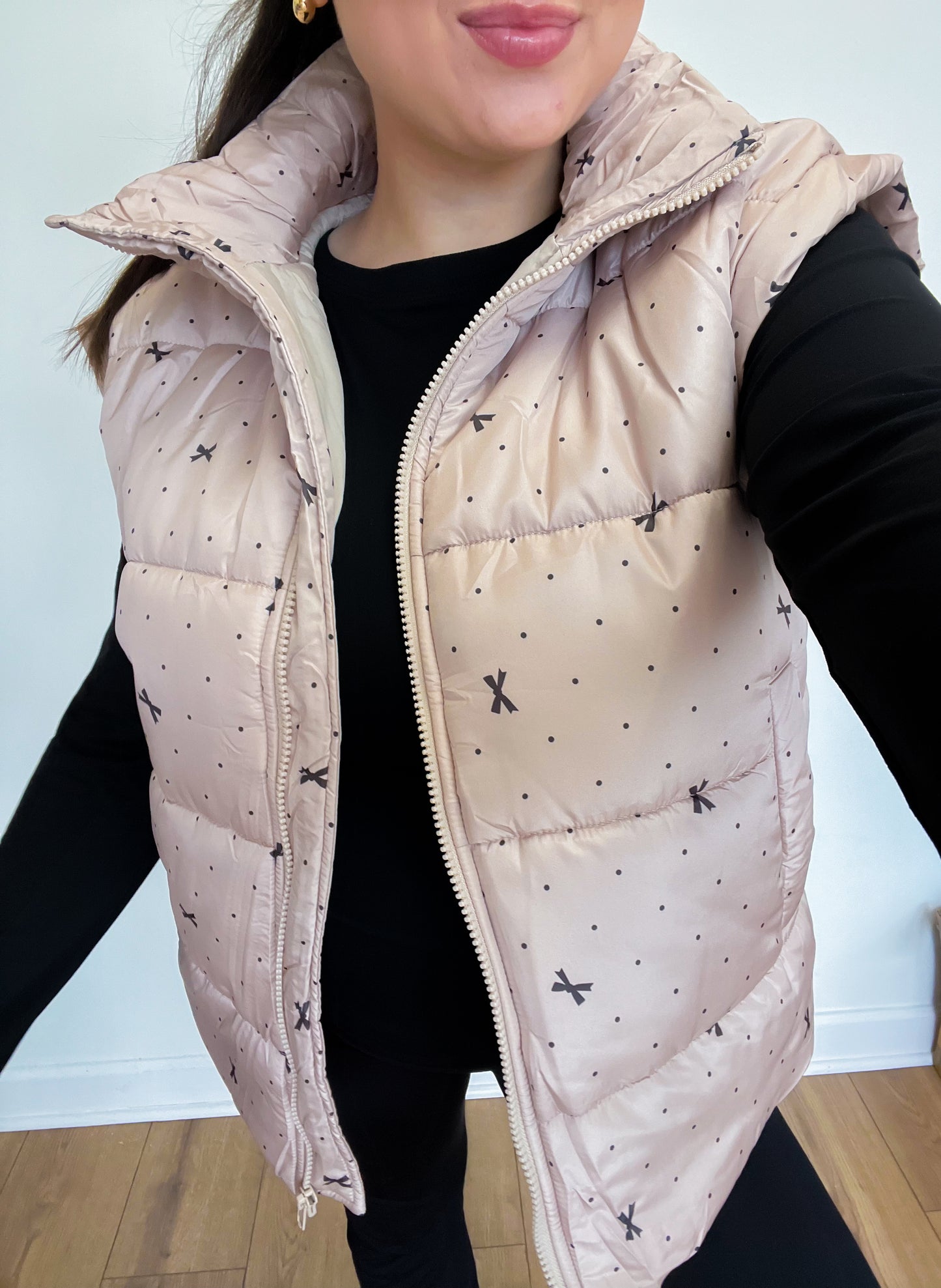 Coquette Polka Dot Vest- Beige