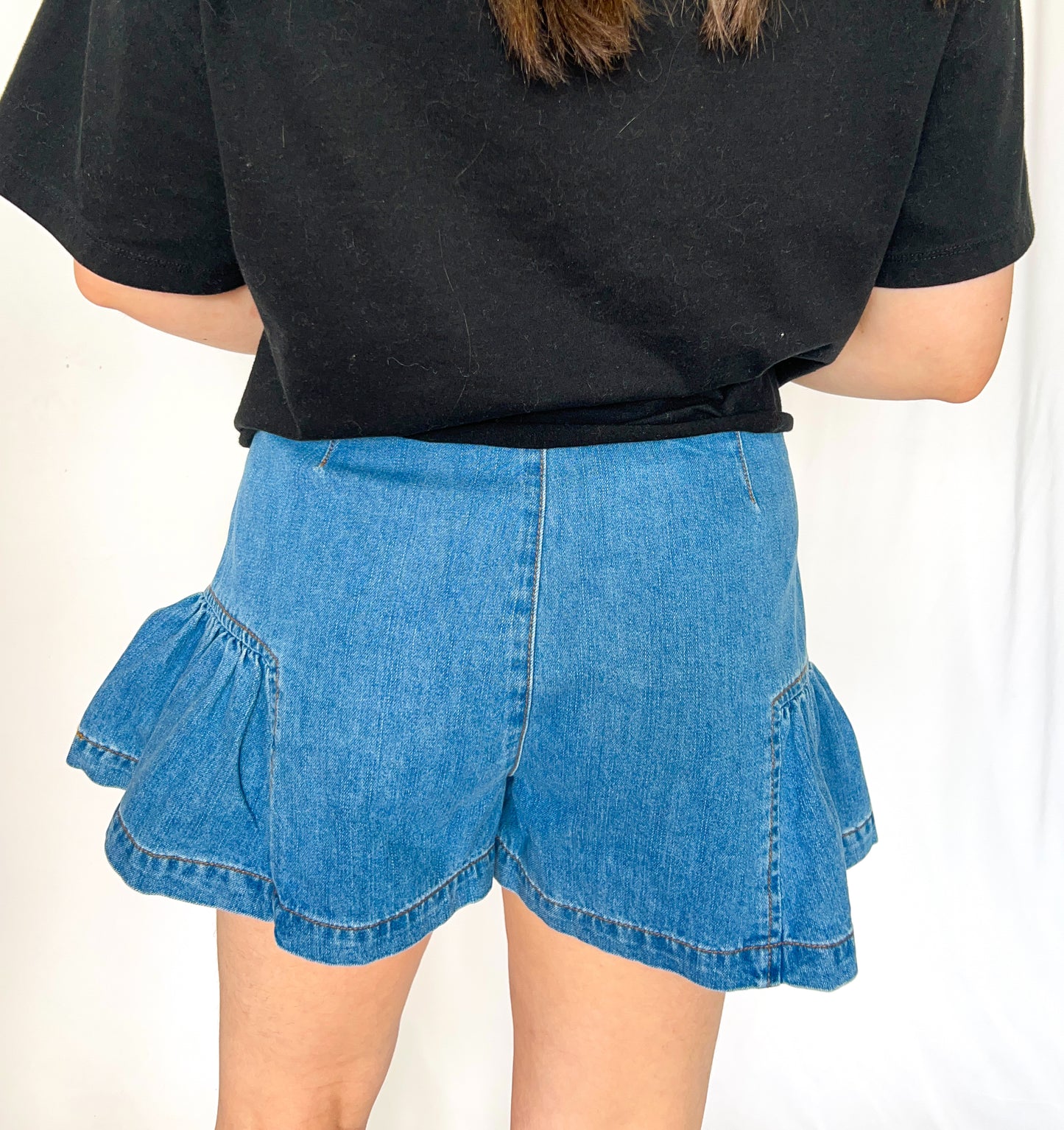 Flared Denim Shorts