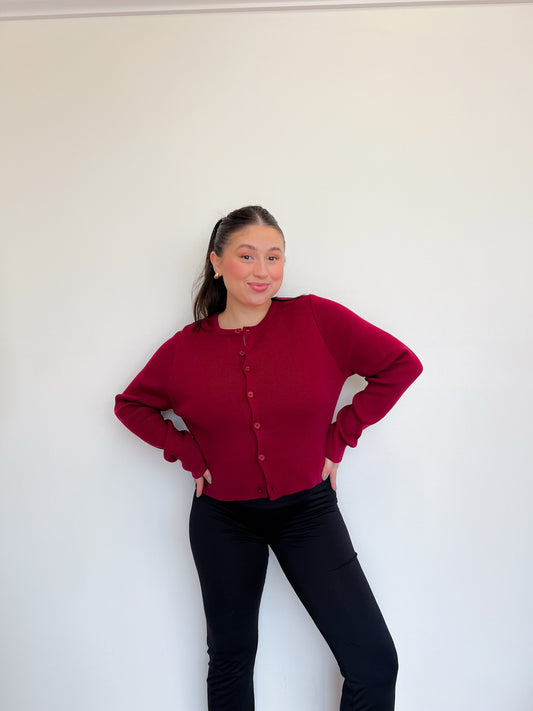 Staple Cardigan- Burgundy