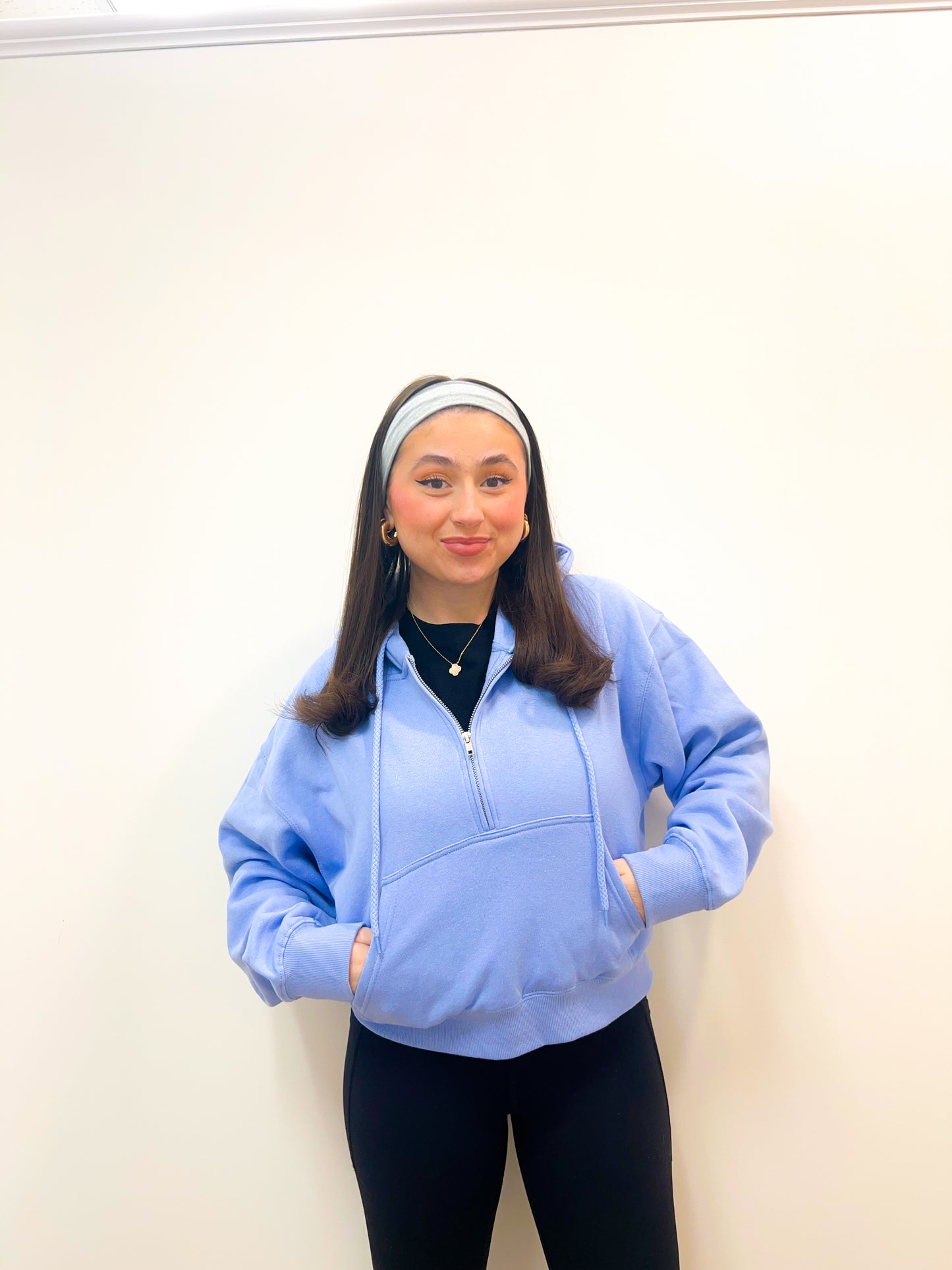 spring fever half zip - sky blue