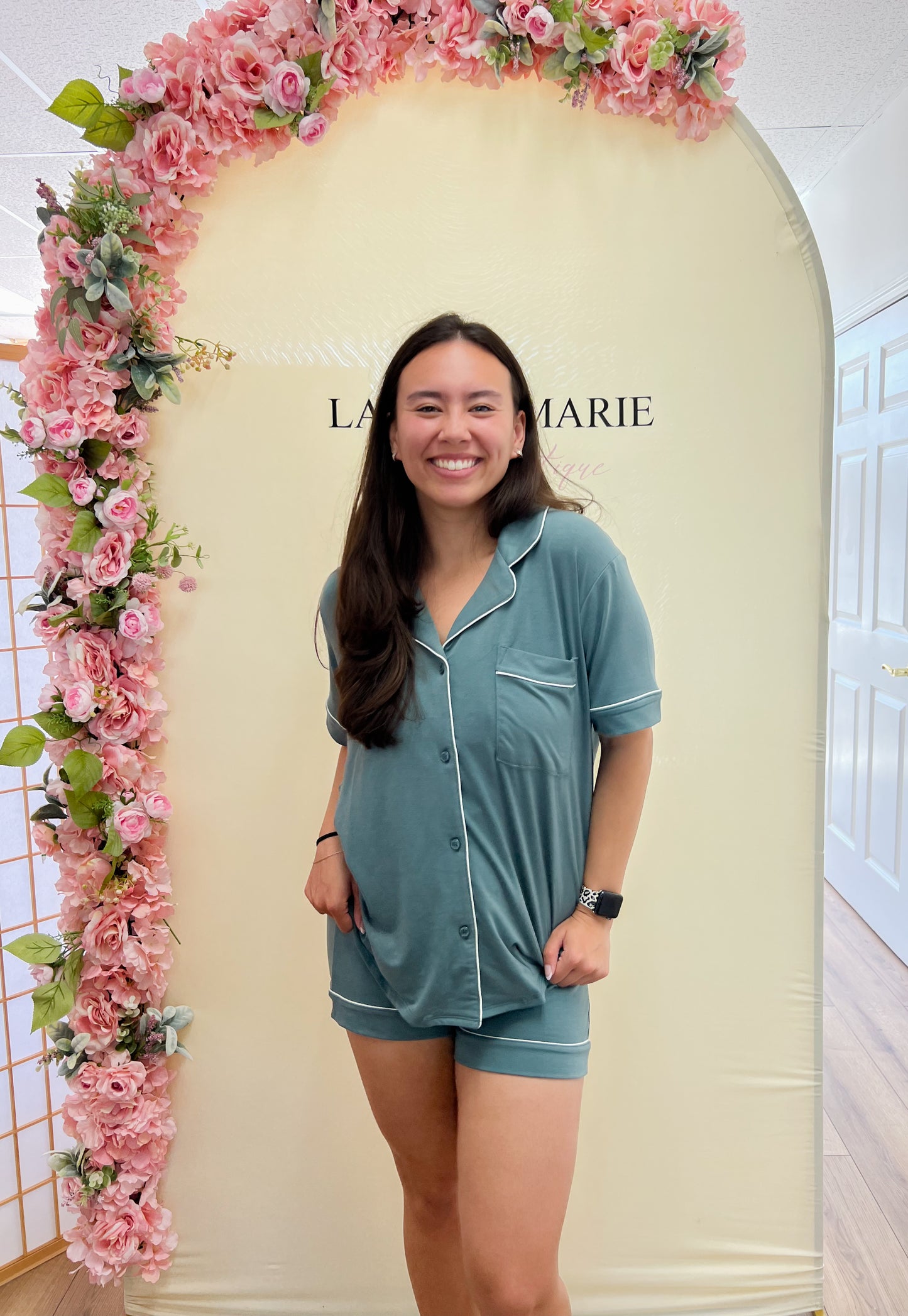short sleeve pajama set- jade