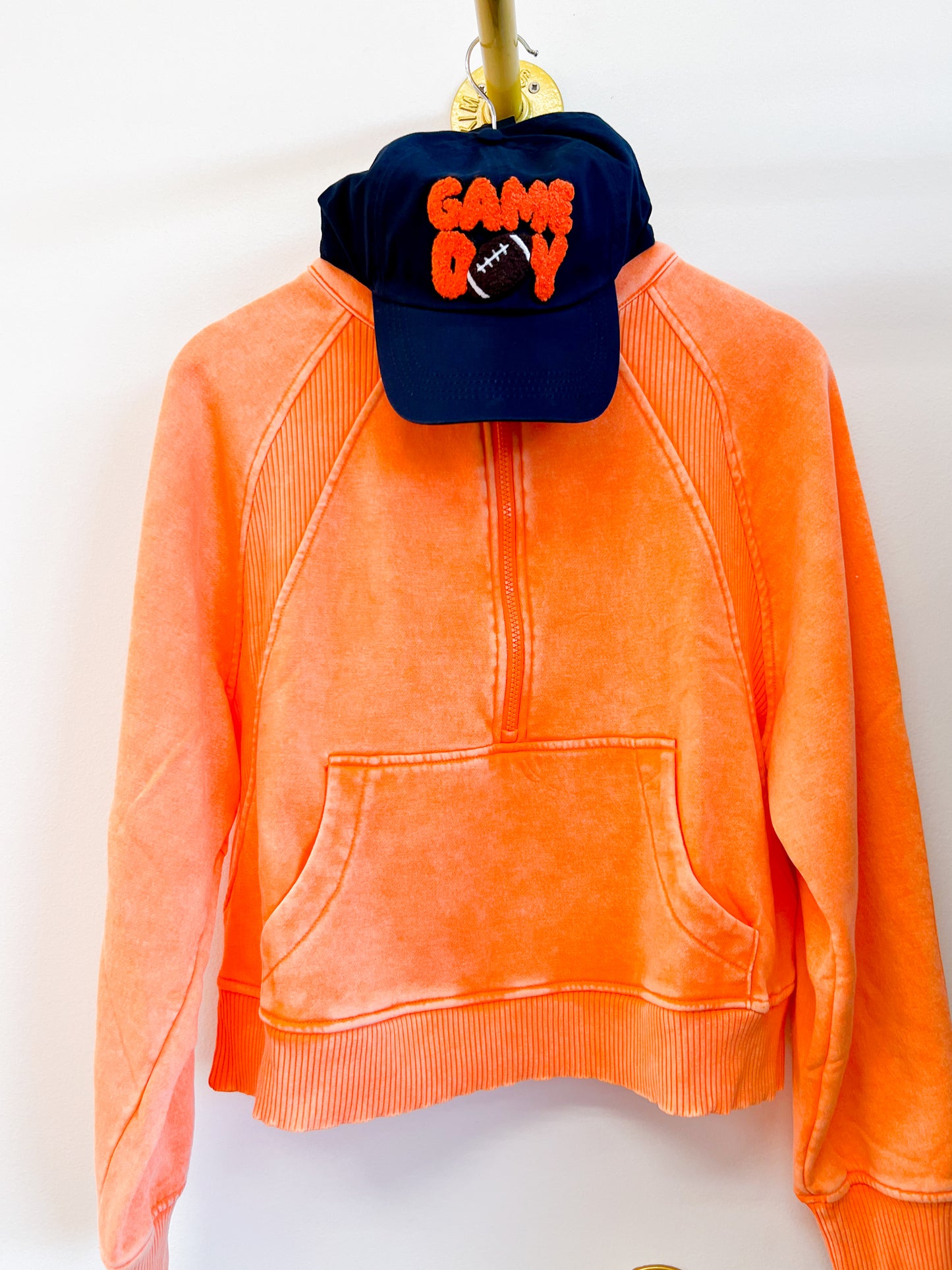 acid wash quarter zip - orange