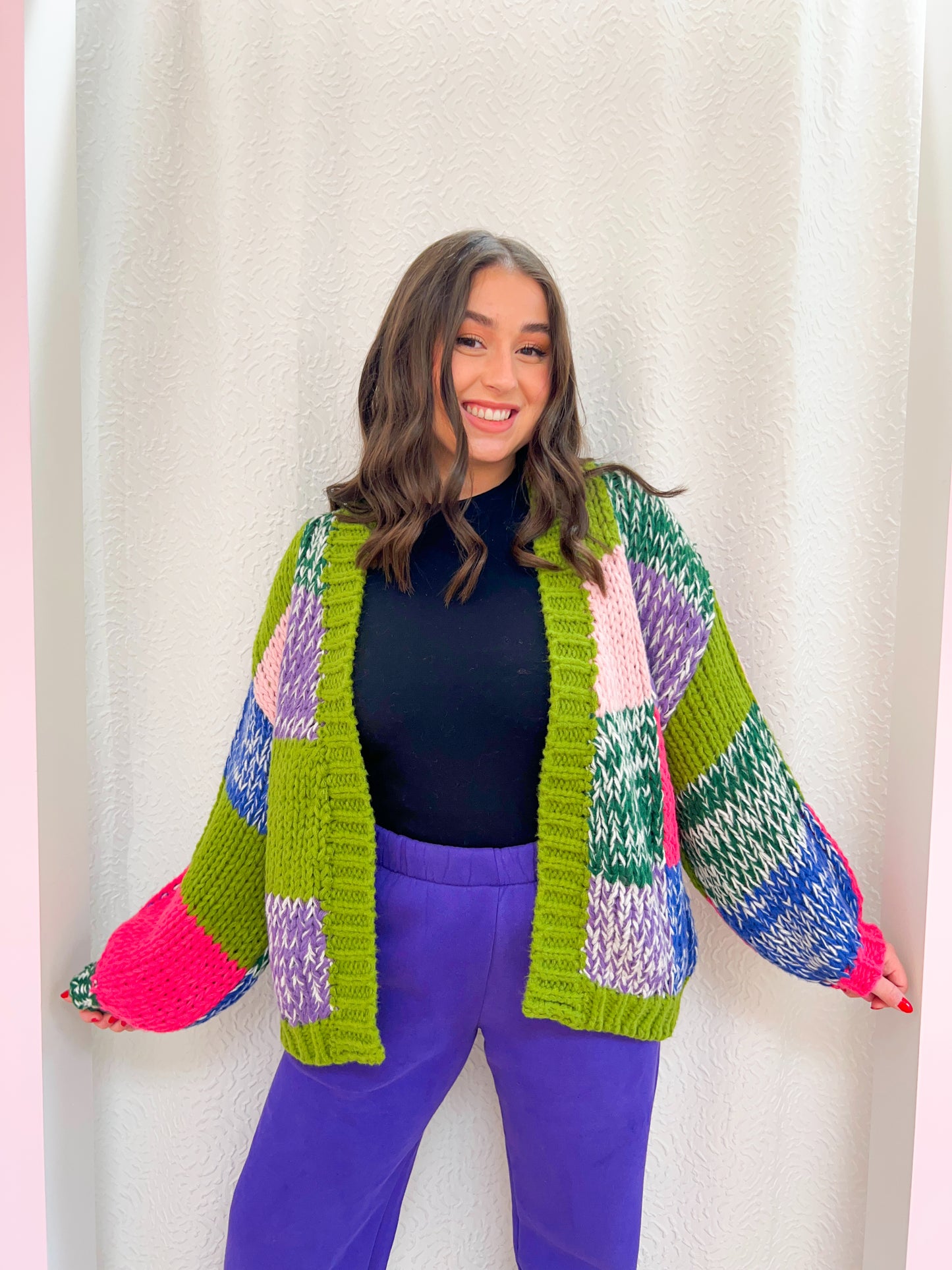 mixed color block cardigan