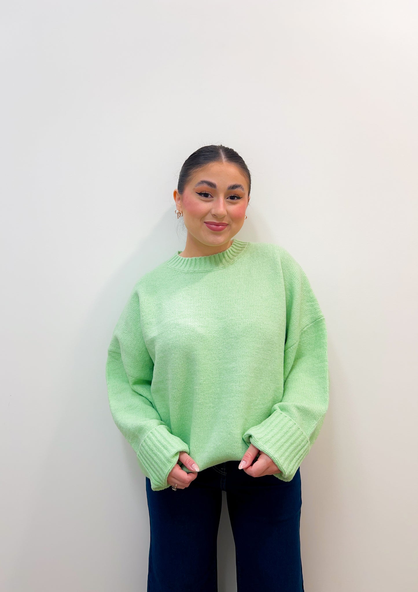 pop of color sweater - green