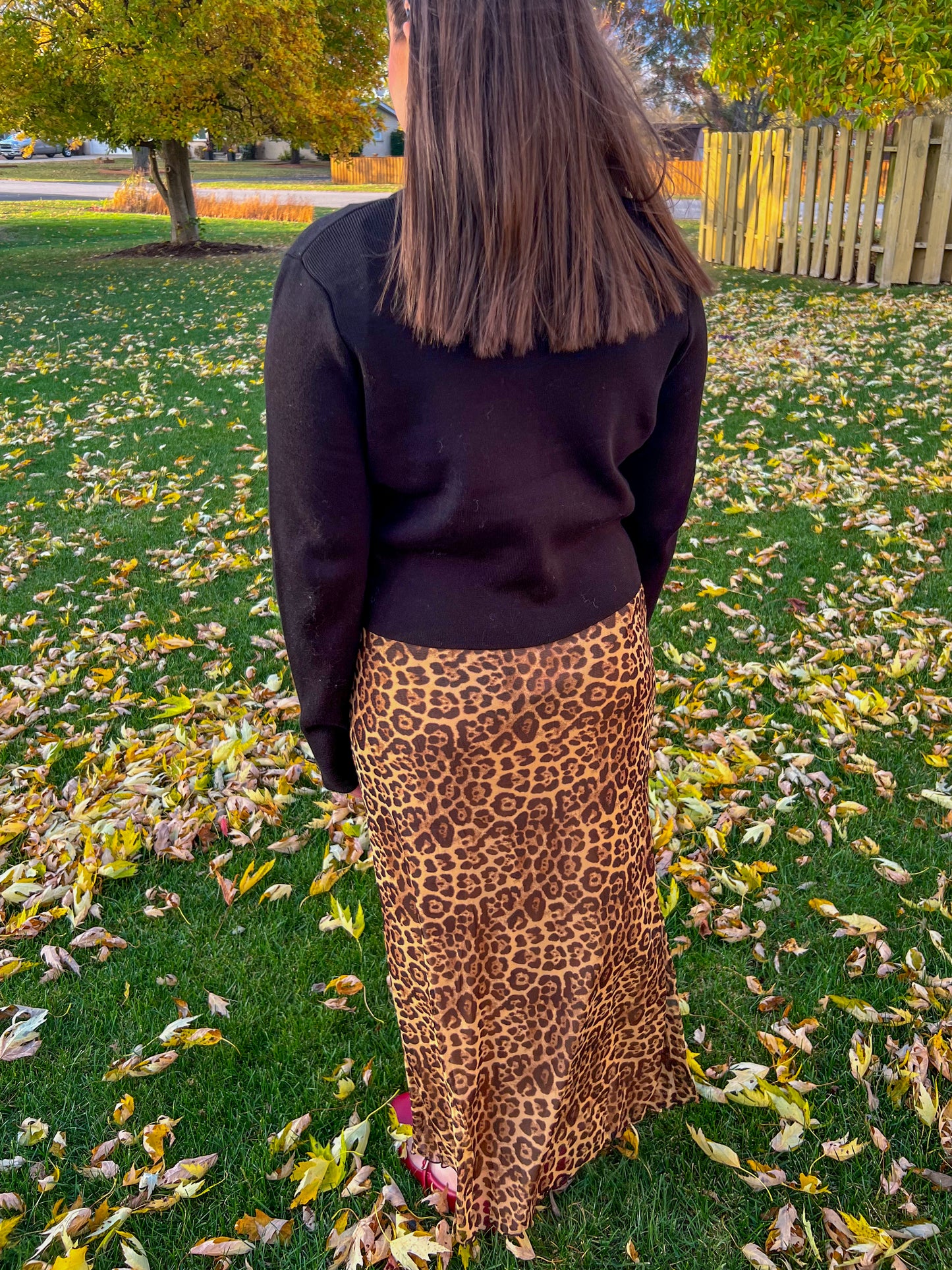 leopard midi skirt