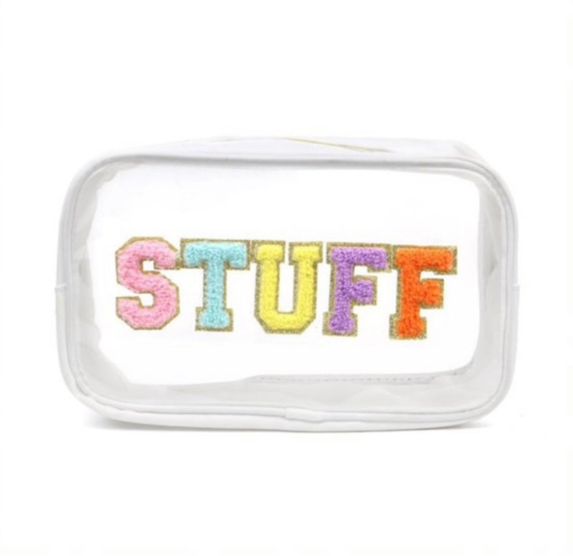 stuff letter patch cosmetic bag