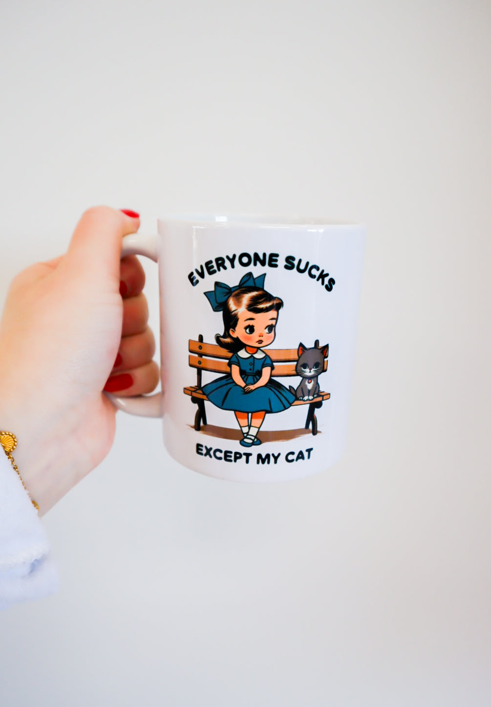 everyone sucks mug - cat