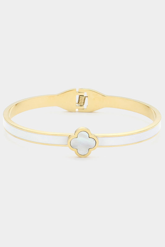 clover bangle - white