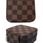 checkered travel jewelry case - brown