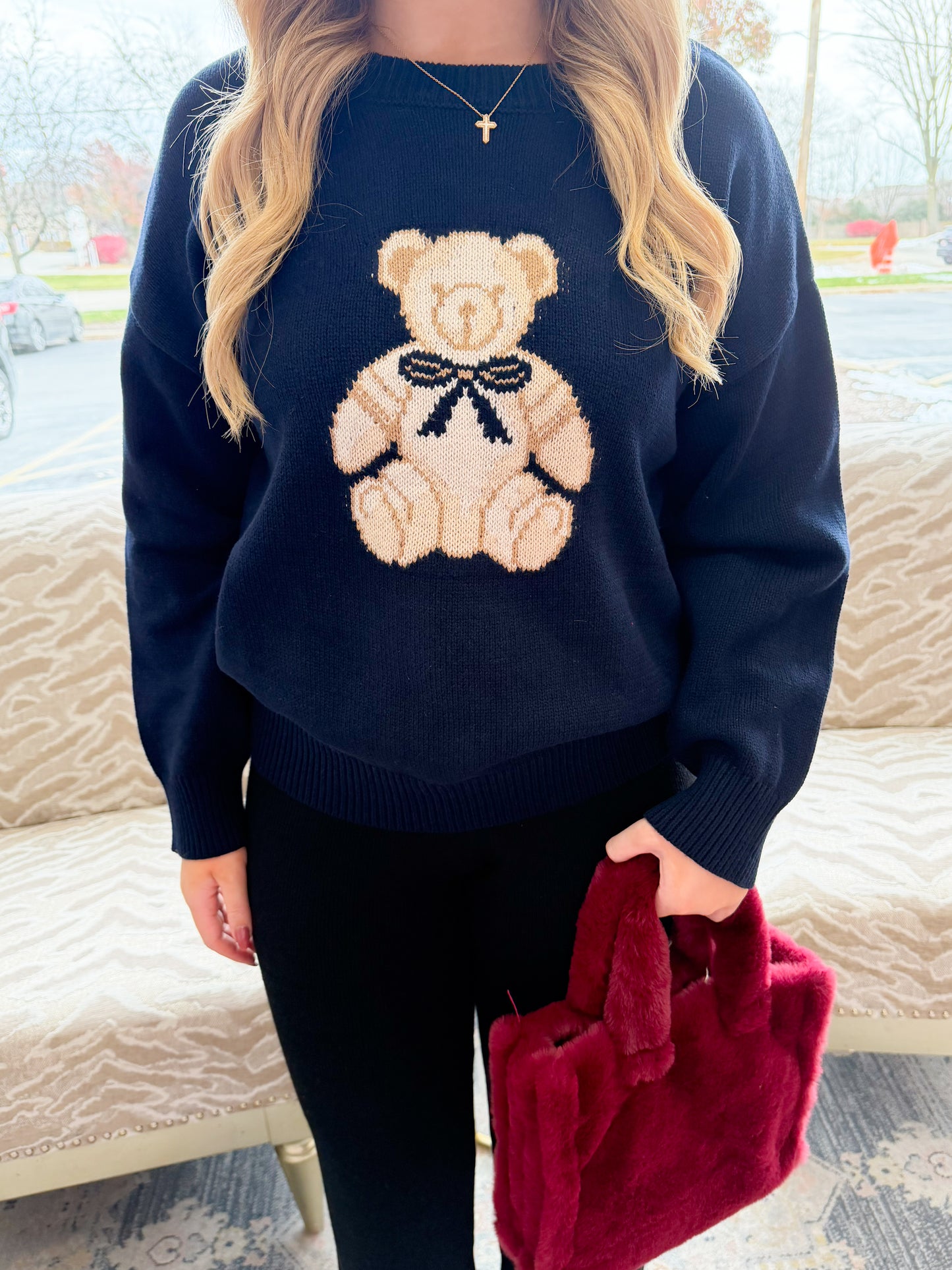 Beary Christmas Sweater - Navy
