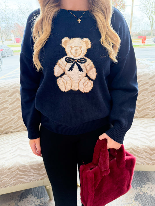 Beary Christmas Sweater - Navy
