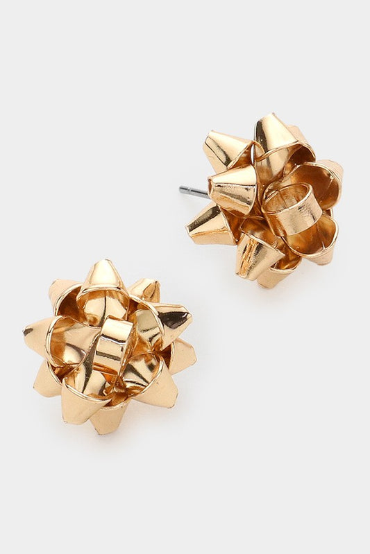 gift bow studs - gold