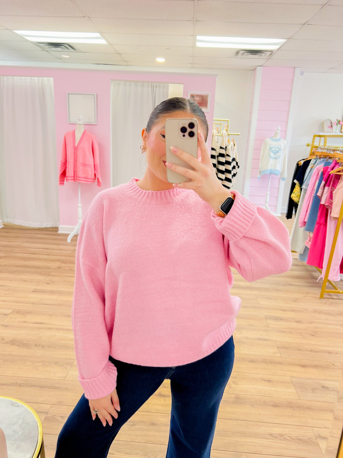 pop of color sweater - pink