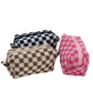 checkered cosmetic bag