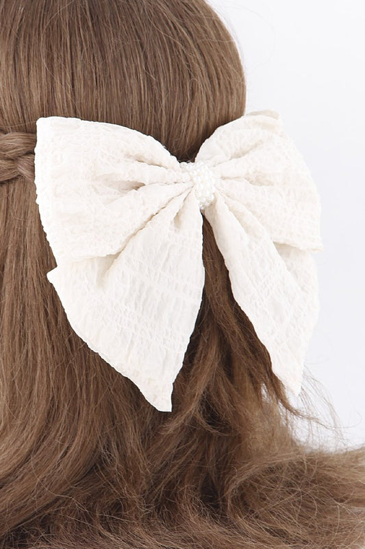 pearl bow- beige