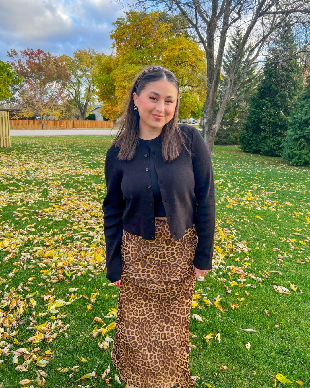 leopard midi skirt