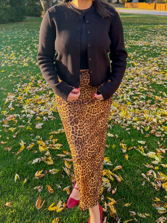 leopard midi skirt